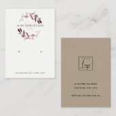 PINK PAARSE FOLIAGE MONOGRAM EARRING DISPLAY LOGO VISITEKAARTJE (Voorkant / Achterkant)