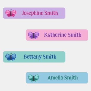 Pink Paarse Mint Blue Schattige Butterfly Naam toe Labels