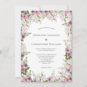 Pink Paarse Waterverf Floral Greenery Wedding Kaart (Voorkant)