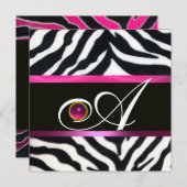 PINK, PAARSE ZWARTE WITTE ZEBRA FUR MONOGRAM fuchs Kaart (Voorkant / Achterkant)