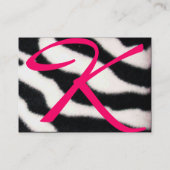PINK, PAARSE ZWARTE WITTE ZEBRA FUR MONOGRAM fuchs Visitekaartje (Achterkant)