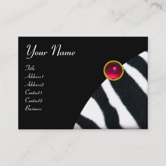 PINK, PAARSE ZWARTE WITTE ZEBRA FUR MONOGRAM fuchs Visitekaartje (Voorkant)