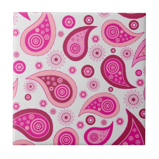 Pink Paisley Boho Pattern Tegeltje (Voorkant)