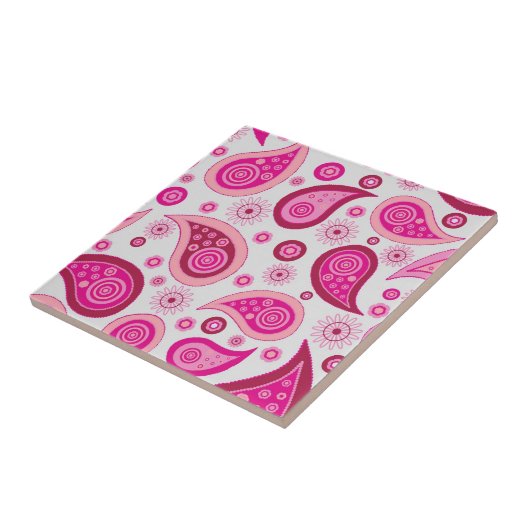 Pink Paisley Boho Pattern Tegeltje (Zijkant)