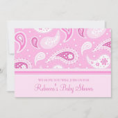 Pink Paisley Custom Babwer Shower Invitations (Devant)