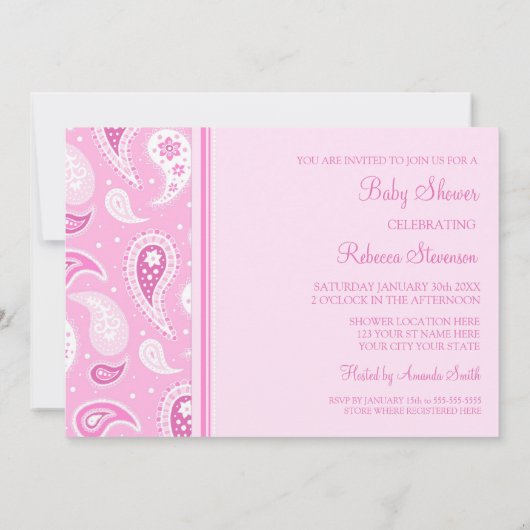 Pink Paisley Custom Babwer Shower Invitations (Dos)