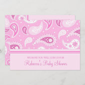 Pink Paisley Custom Babwer Shower Invitations (Devant / Derrière)