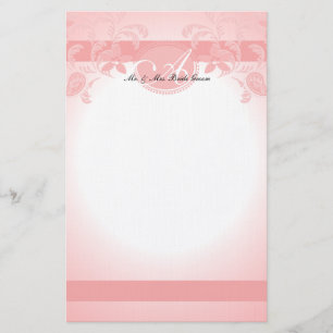 Pink Paisley Floral Monogram Briefpapier