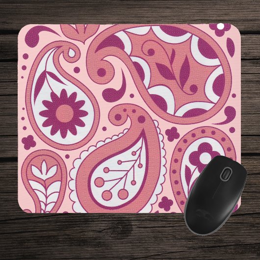 Pink Paisley Flower Mousepad Muismat