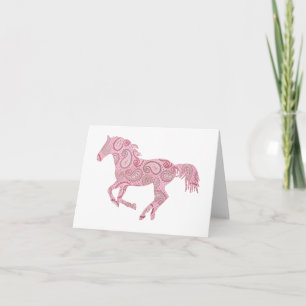 Pink Paisley Horse Kaart
