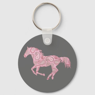 Pink Paisley Horse Sleutelhanger