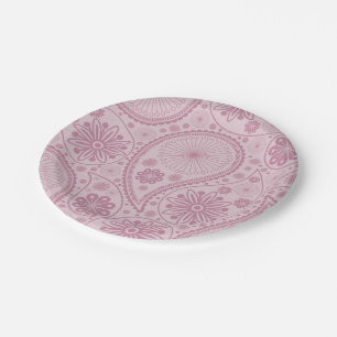 Pink paisley pattern papieren bordje