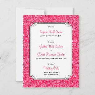 Pink Paisley Weddenschappen Opvangmenu Kaart