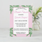 Pink Palm Bridal Shower Invitation | Tropical Palm (Debout devant)