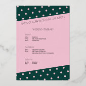 Pink Palm Deco Mariage Gold Foil Invitation (Verso)
