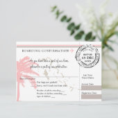 Pink Palm Tree Bahamas Boarding Pass Wedding RSVP (Debout devant)