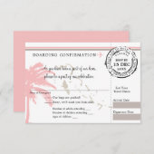 Pink Palm Tree Bahamas Boarding Pass Wedding RSVP (Devant / Derrière)
