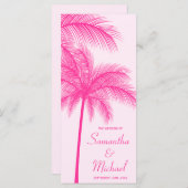 Pink Palm Tree Programme de mariage tropical (Devant / Derrière)