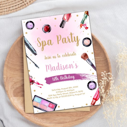 Pink Pamper Party Thema voor meisjes Kaart