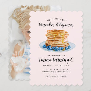 Pink Pancakes Pajamas Birthday Uitnodiging
