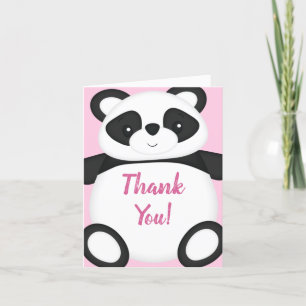 Pink Panda Beer Baby shower Bedankkaart