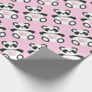 Pink Panda Beer Baby shower Cadeaupapier