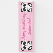 Pink Panda Beer Birthday Party Spandoek (Verticaal)