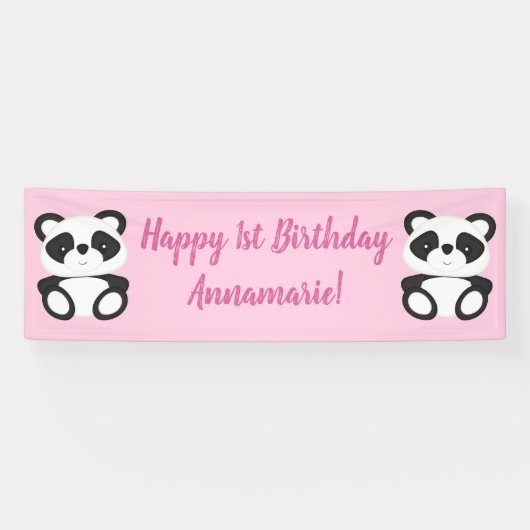 Pink Panda Beer Birthday Party Spandoek (Horizontaal)