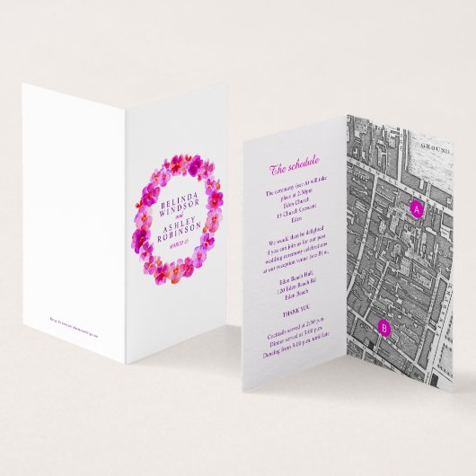 Pink pansy art détails du mariage calendrier carte (Inside and Outside)