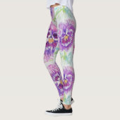 Pink Pansy Floral Waterverf Leggings (Links)