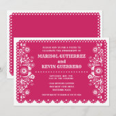 Pink Papel Picado Cinco de Mayo Engagement Party Kaart (Voorkant / Achterkant)