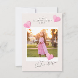 Pink Paper Hearts Photo Love Happy Valentine's Day Notitiekaartje