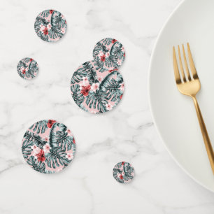 Pink Paradise Tropical Island Floral Botanical Confetti