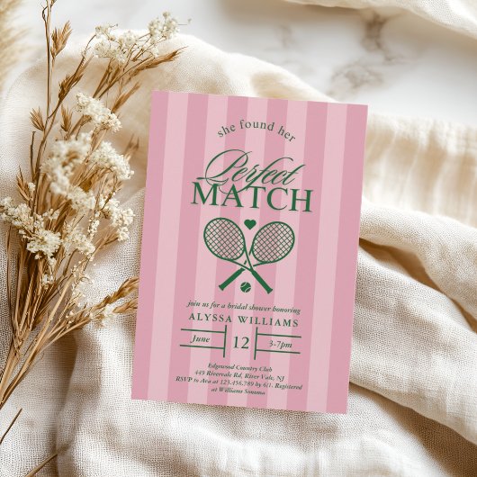 Pink Parfait Match Tennis Bridal Shower Invitation
