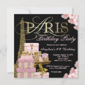 Pink Paris Anniversaire Invitations (Devant)