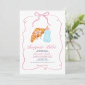Pink Paris Bow French Croissant Cafe Baby Shower Kaart (Staand voorkant)