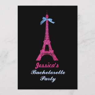 Pink Paris Eiffel Tower Bachelorette Kaart