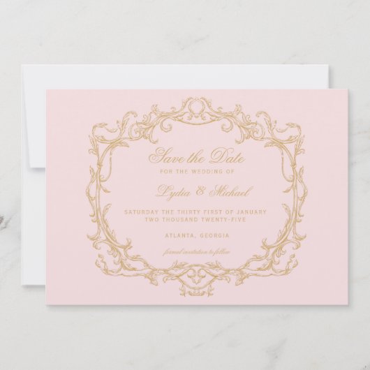  Pink Paris Glam Save The Date (Voorkant)