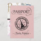 Pink Paris Passport Enregistrer la carte Date (Devant / Derrière)