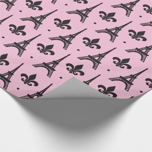 Pink Paris patroonpartij Eiffel tower wrap Cadeaupapier (Hoek)