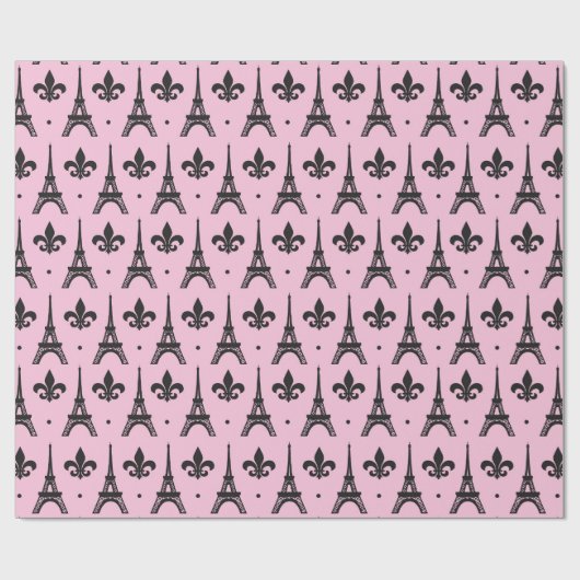 Pink Paris patroonpartij Eiffel tower wrap Cadeaupapier (Vlak)