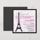 Pink Paris Sweet 16 Invitations (Devant / Derrière)