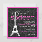 Pink Paris Sweet 16 Invitations (Devant)