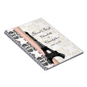 Pink Parisian Eiffel Tower Weddenschap Boek Notitieboek (Rechterzijde)