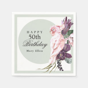 Pink Parrot Boho Botanical 50th Birthday Servet