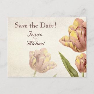 Pink Parrot Tulip Enregistrer la date Carte postal
