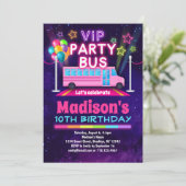 Pink Party Bus VIP Invitation d'anniversaire (Debout devant)