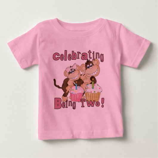 Pink Party Monkey 2e Anniversaire Tshirts et cadea (Devant)