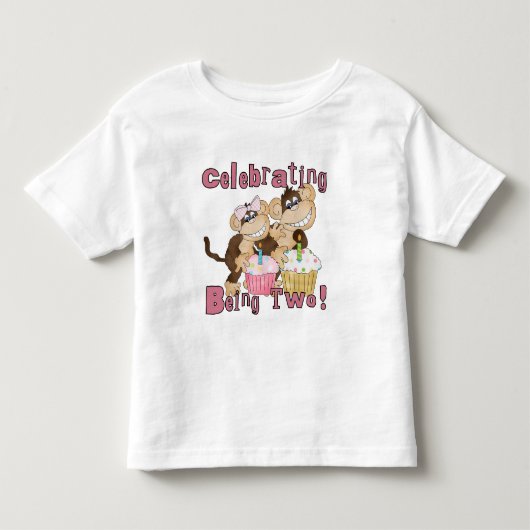 Pink Party Monkey 2e Anniversaire Tshirts et cadea (Devant)