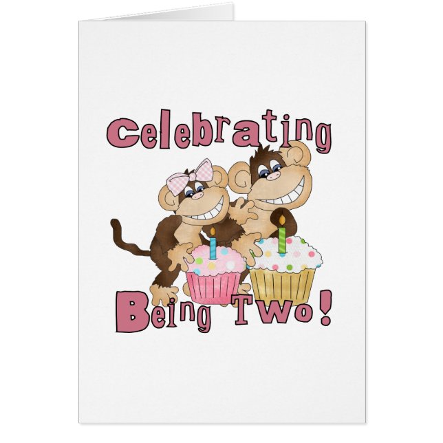 Pink Party Monkey 2e Anniversaire Tshirts et cadea (Devant)